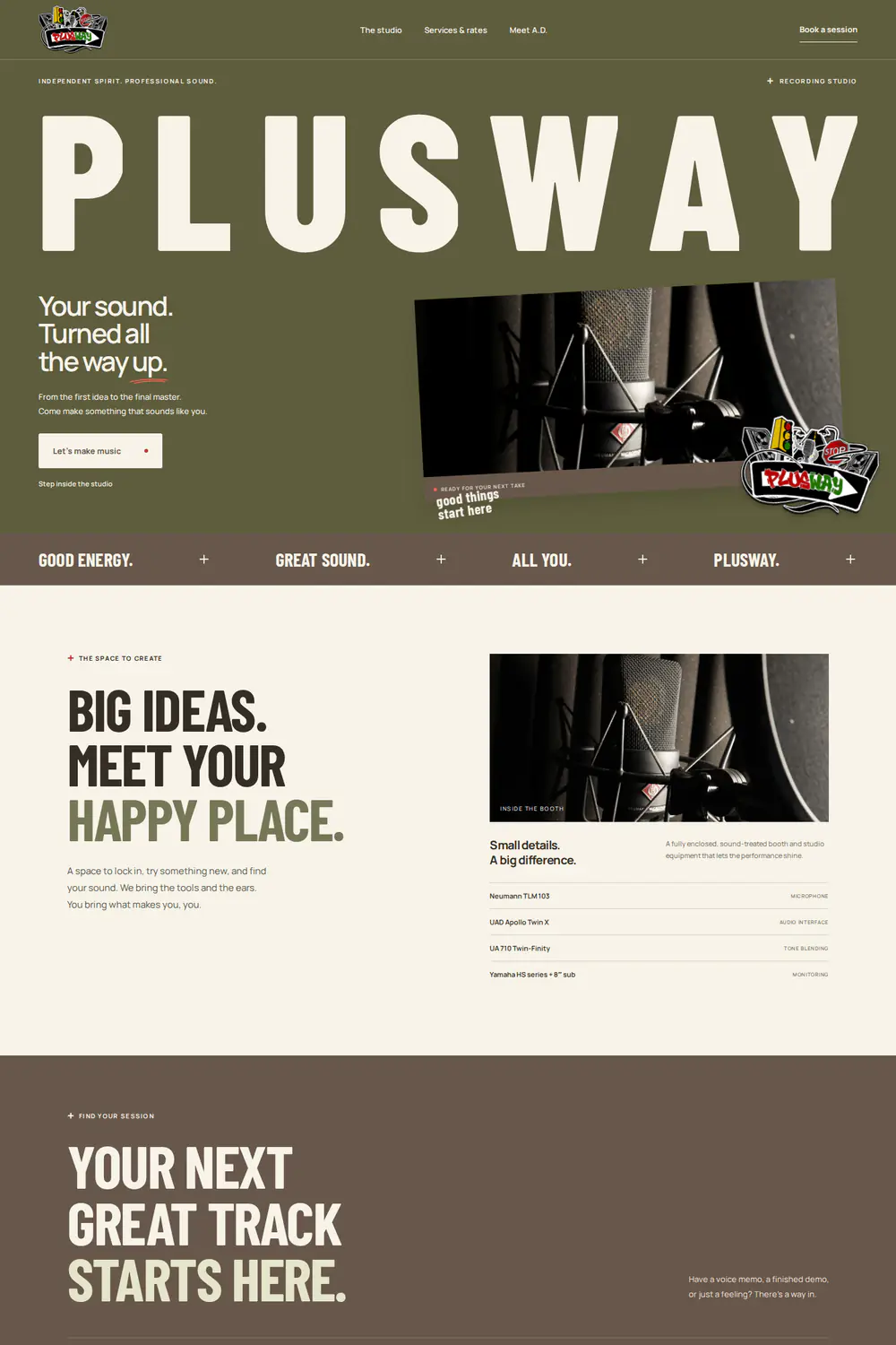 Plusway Studio website, desktop view
